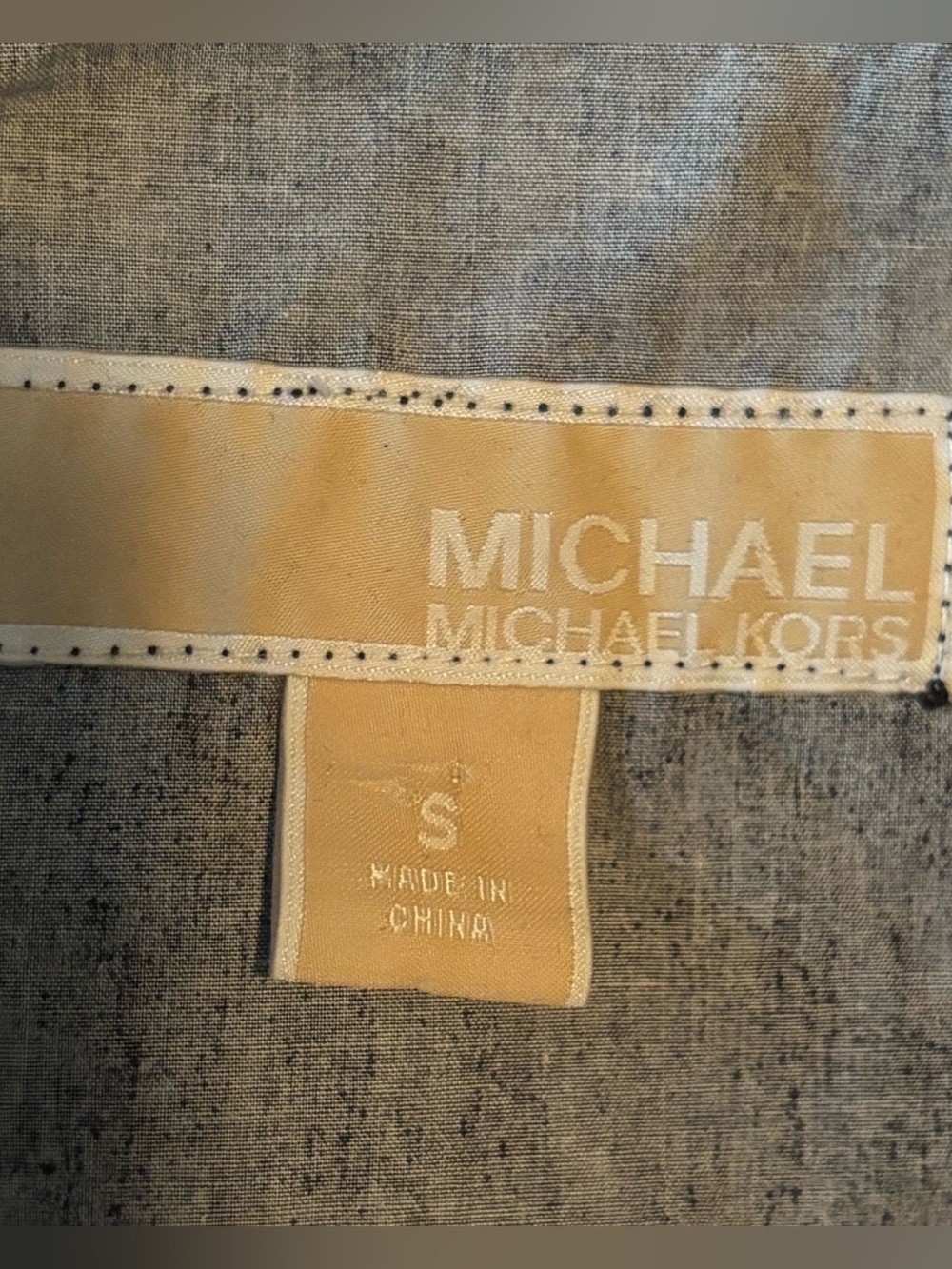 Michael Kors Navy Camo Scrunch Cinch Sleeve Shirt Dress - Picture 7 of 8